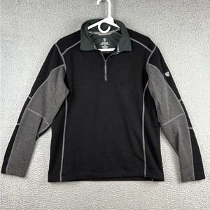 Kuhl Reveal  1/4 Zip Fleece Pullover Sweater Mens Medium Black Grey Base Layer